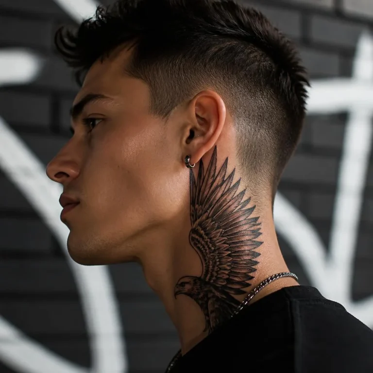 A Bold and Expressive Neck Tattoo Reflecting Personal Identity | tattoo ai prompt