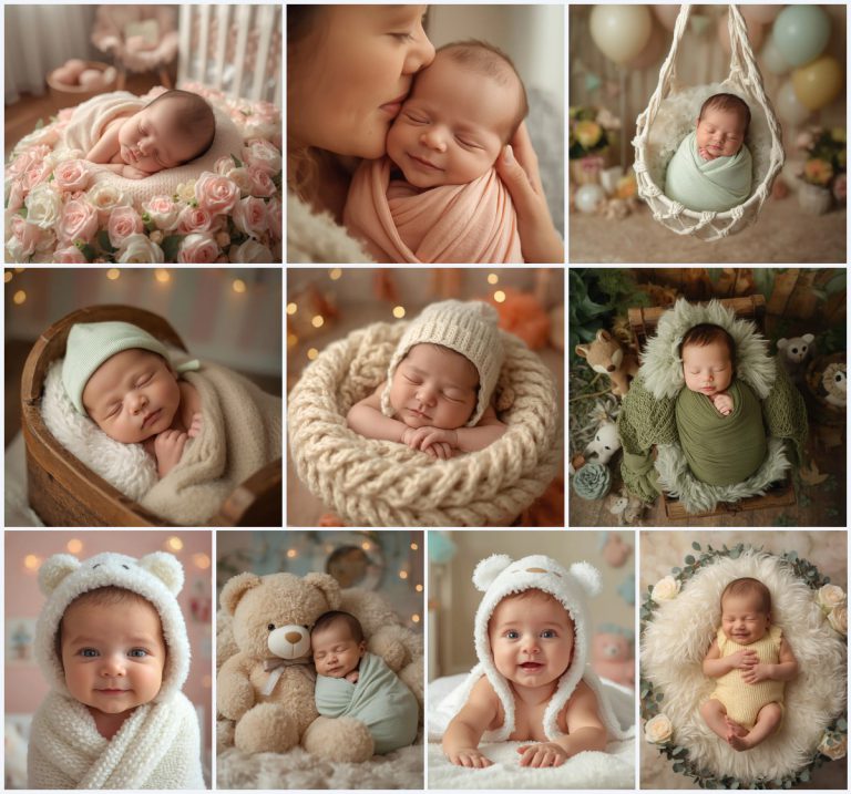 Discover 10 New born baby photoshoot prompt for Creative AI Photography