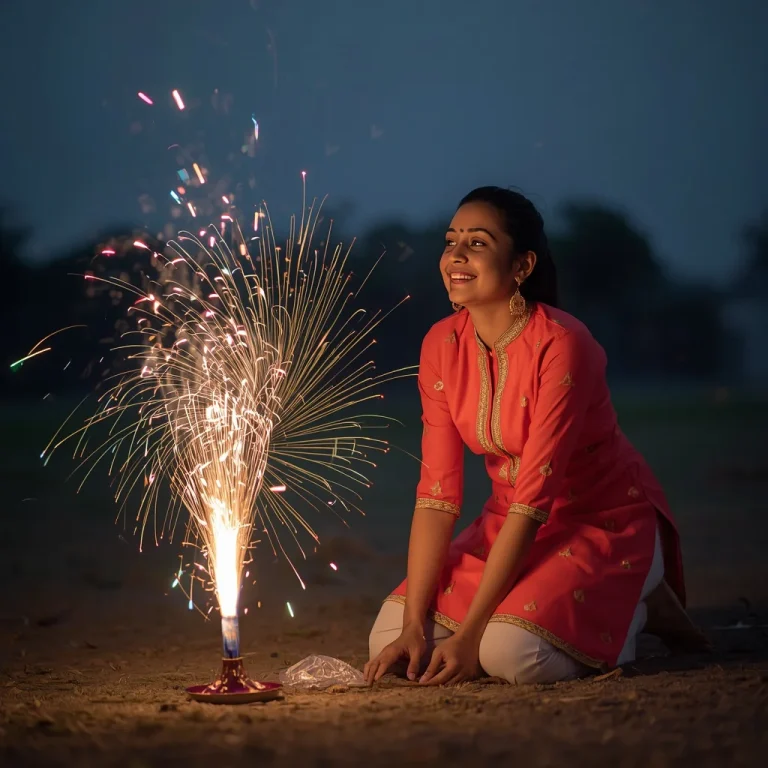 Chakkri Firework Fun | diwali celebration ai photo