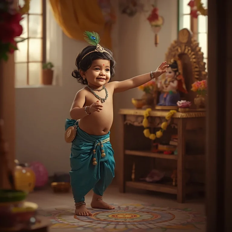 Child's Playful Krishna Moment | dahi handi ai prompt