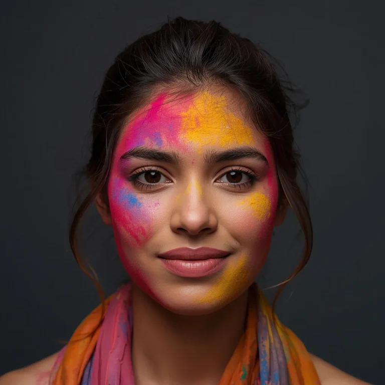 Colorful Holi Face Glow | holi colors ai prompt