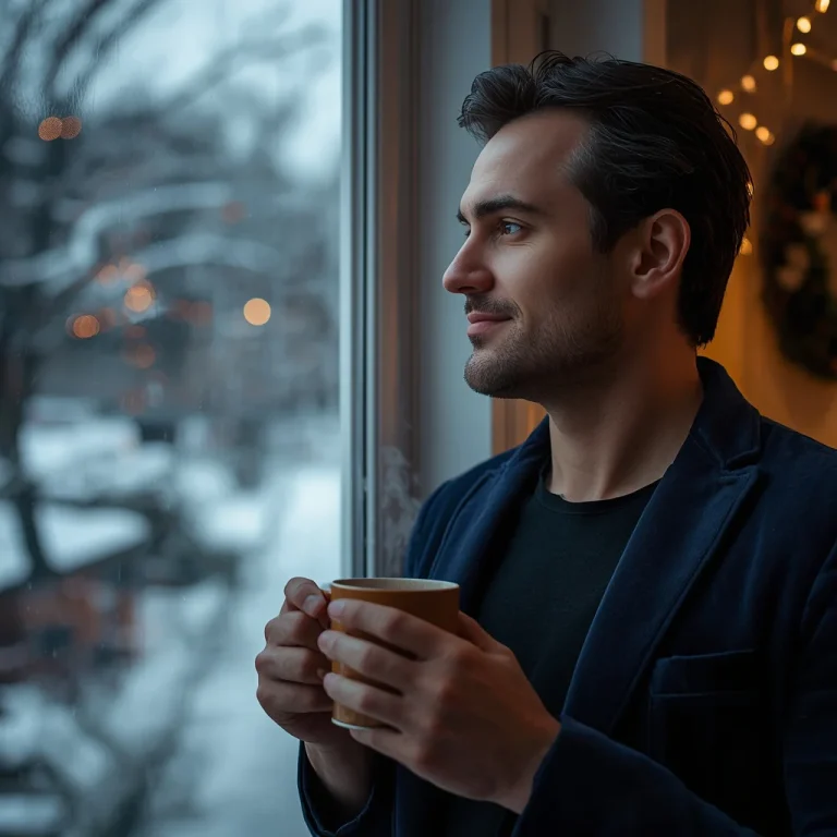 Contemplative Snowy Window View | christmas celebration ai photo