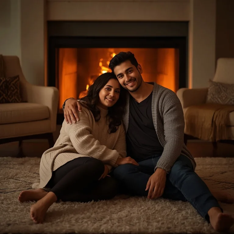 Cozy Fireplace Warmth | Prompt seen couple Instagram