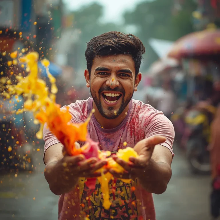 Exuberant Water Throw Holi | holi festival prompt for gemini