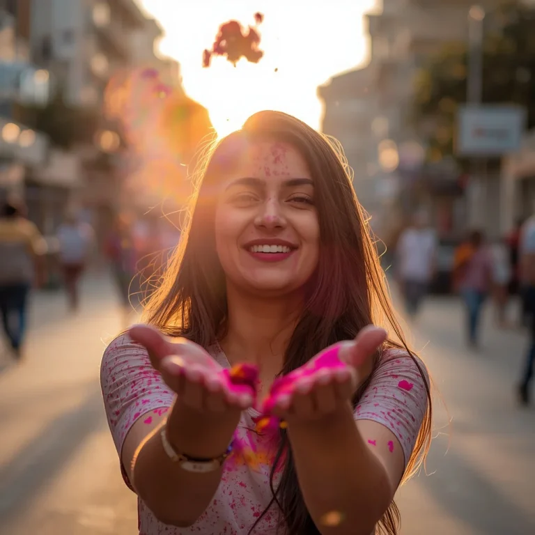 Festive Holi Street Joy | holi couple ai prompt