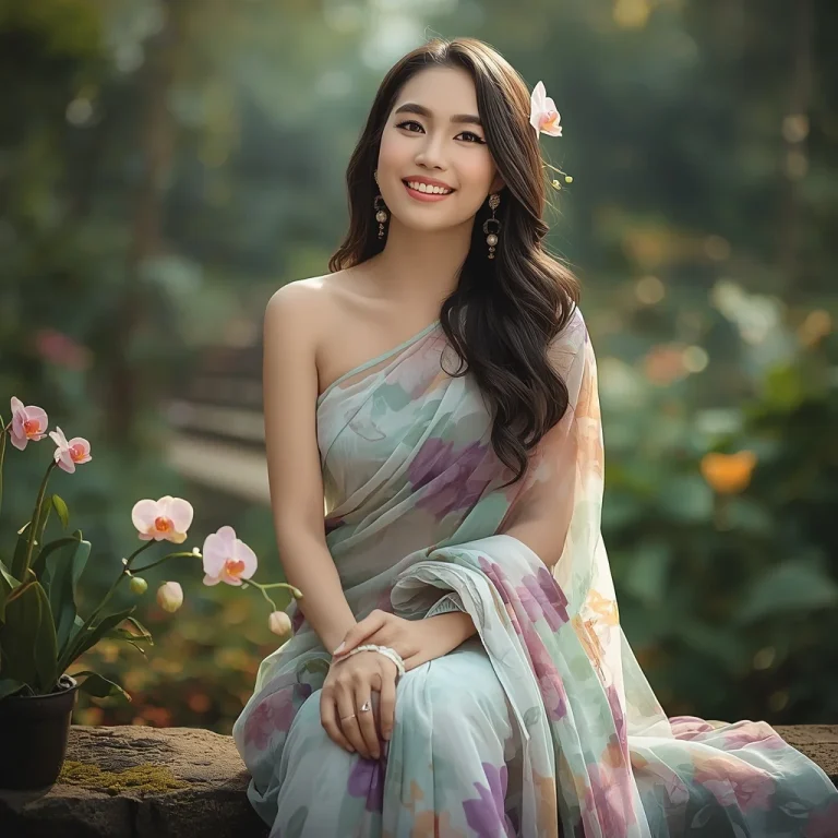 Garden Bloom Floral Saree | beautiful saree girl ai prompt