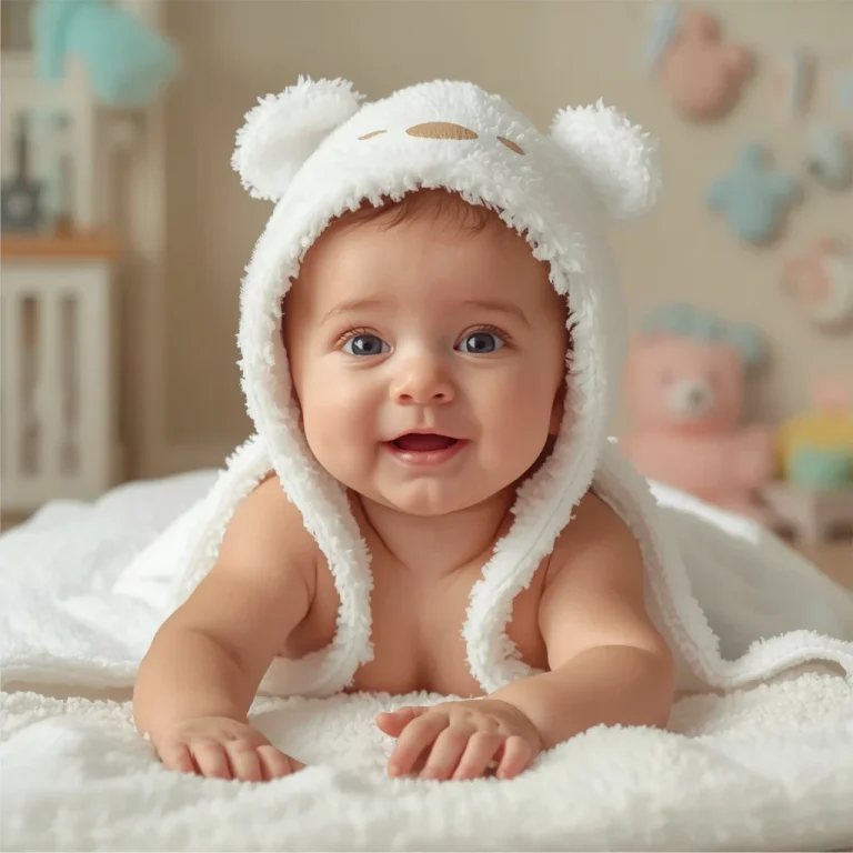 Happy Post-Bath Cozy Hooded Towel | new born baby ai prompt