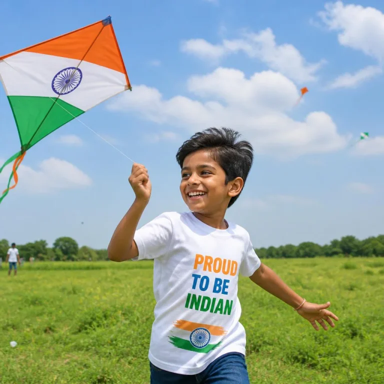 Joyful Young Indian Boy Running With Kite In Field | tiranga ai prompt