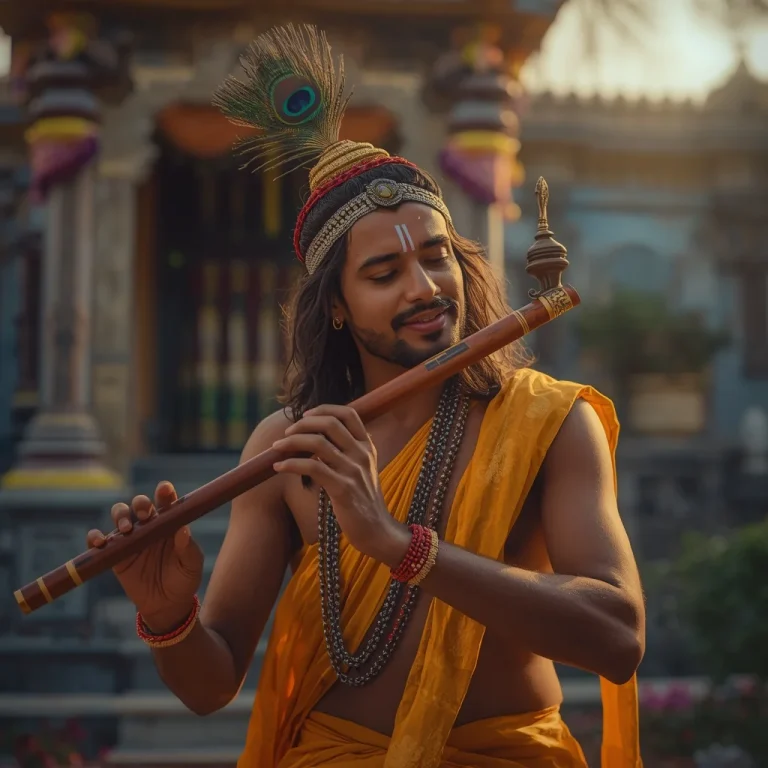 Krishna Bhakt with Flute | janmashtami festival prompt for gemini