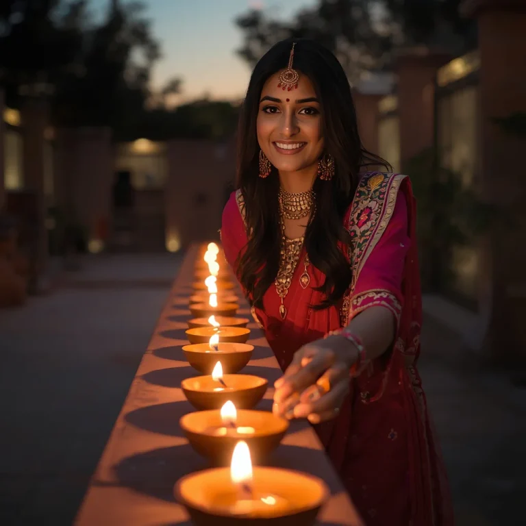 Lighting Diyas at Dusk | diwali festival prompt for gemini