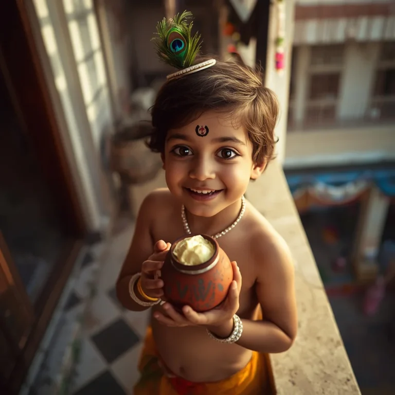 Little Krishna's Butter Pot | trending janmashtami prompt instagram