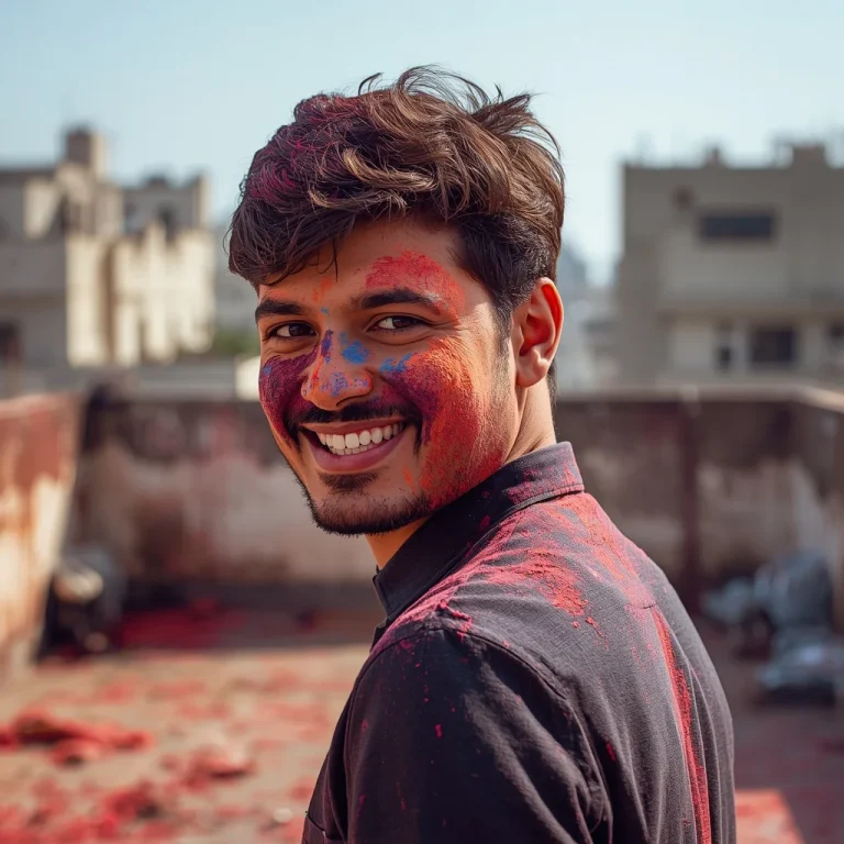 Man Covered in Holi Gulaal | holi boy ai prompt