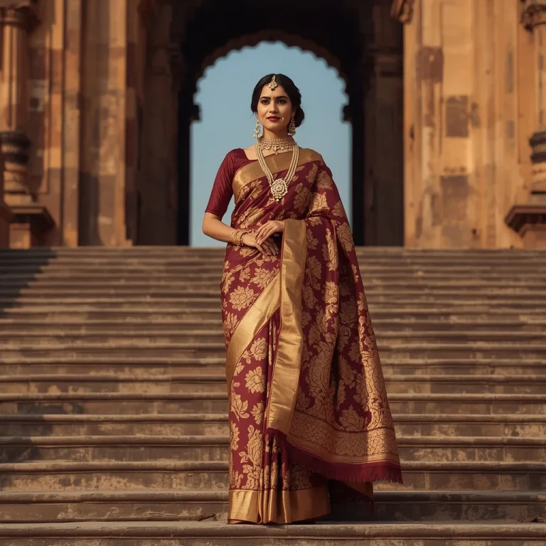 Monumental Brocade Saree | Traditional saree prompt in english images