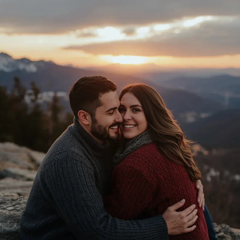 Mountain View Cuddle | South Indian couple prompt generator
