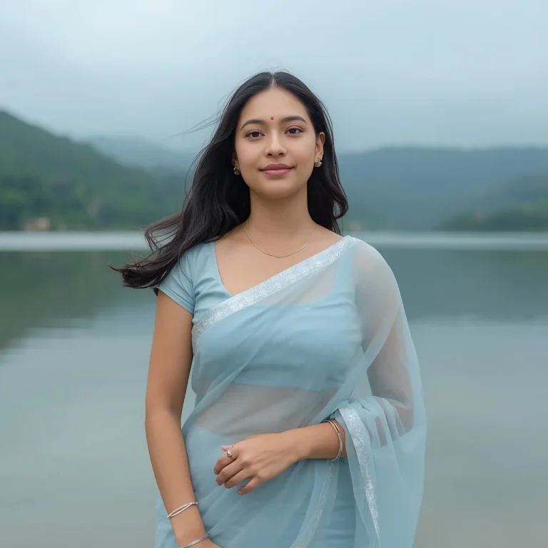 Serene Lake Saree View | new ai prompt text