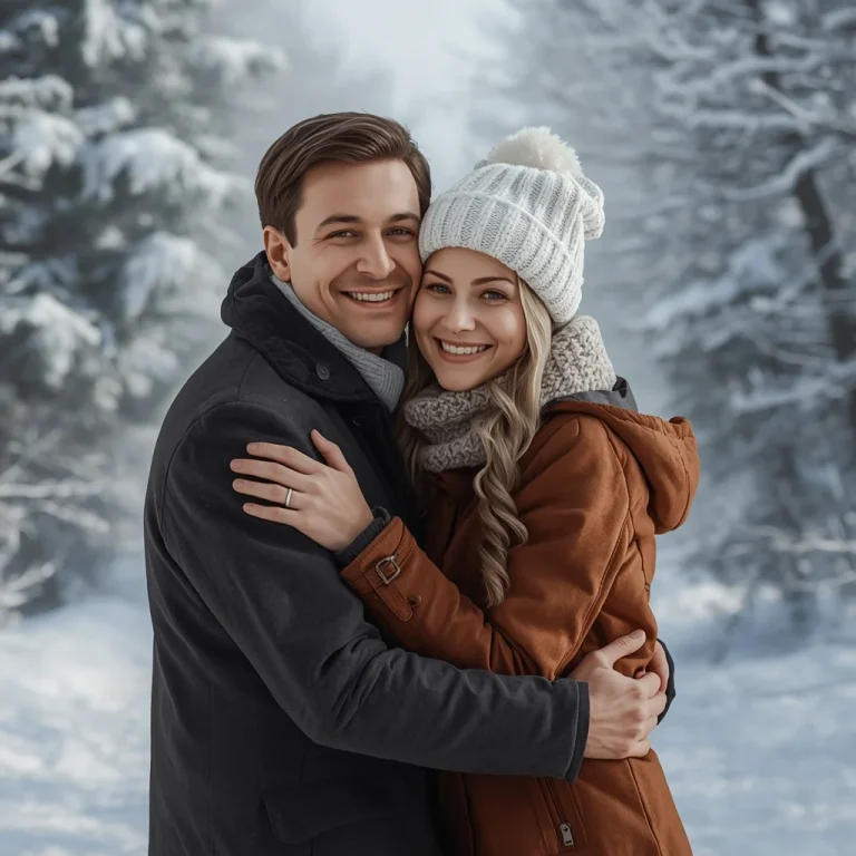 Snowy Landscape Cuddle | pre wedding ai prompt