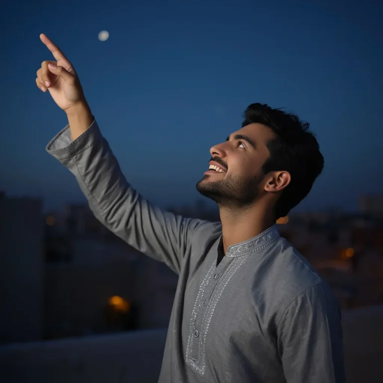 Spotting the Eid Crescent Moon | eid celebration ai photo