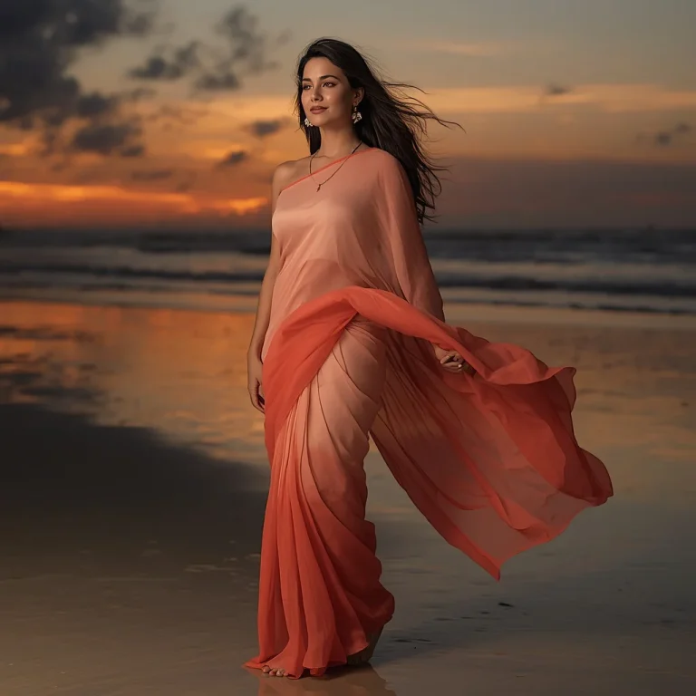 Sunset Serenity Saree | new prompt girl