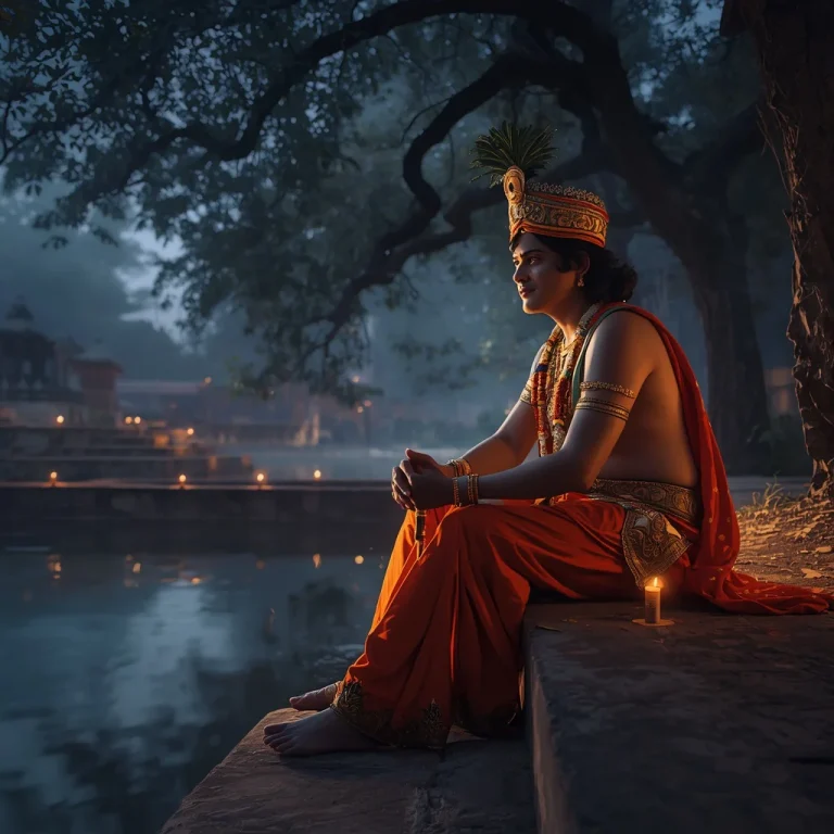 Twilight Krishna Reflection | lord krishna ai prompt