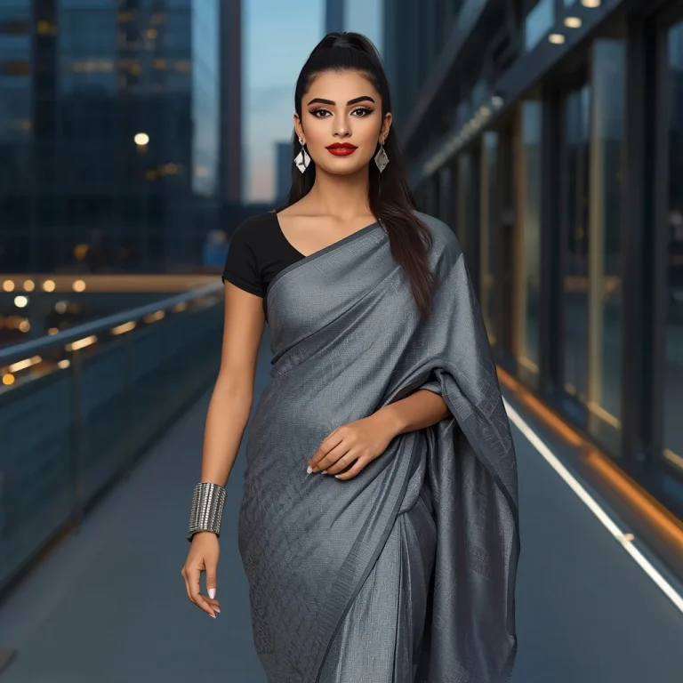 Urban Glam Saree Stroll | retro style prompt for Gemini girl in saree
