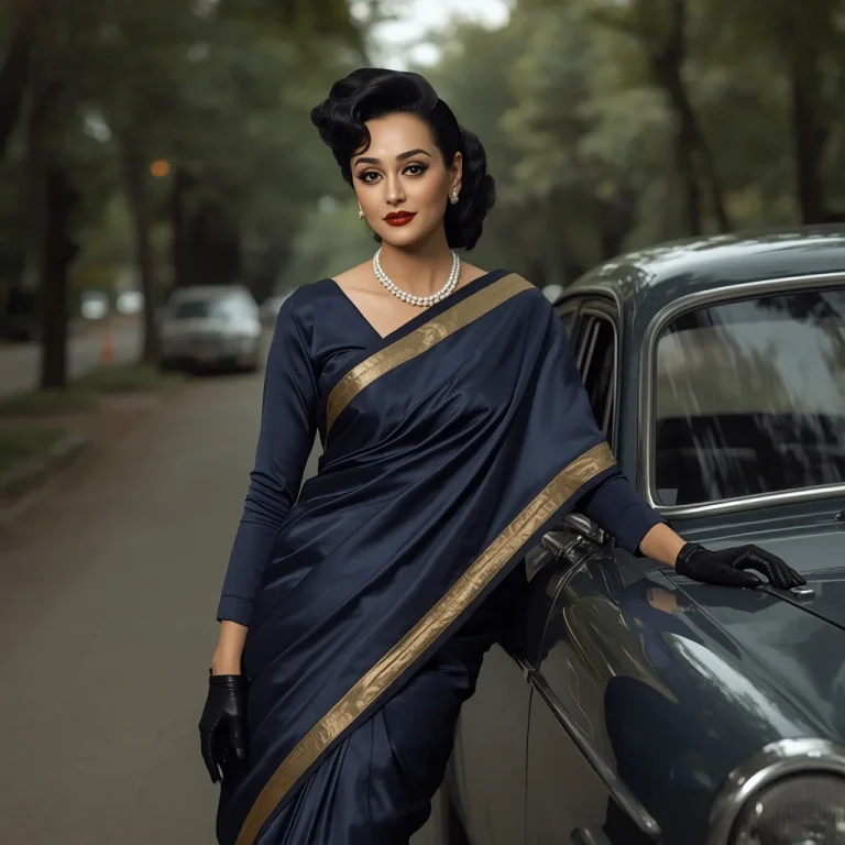 Vintage Car Saree Glam | prompt for gemini ai girl style trending indian