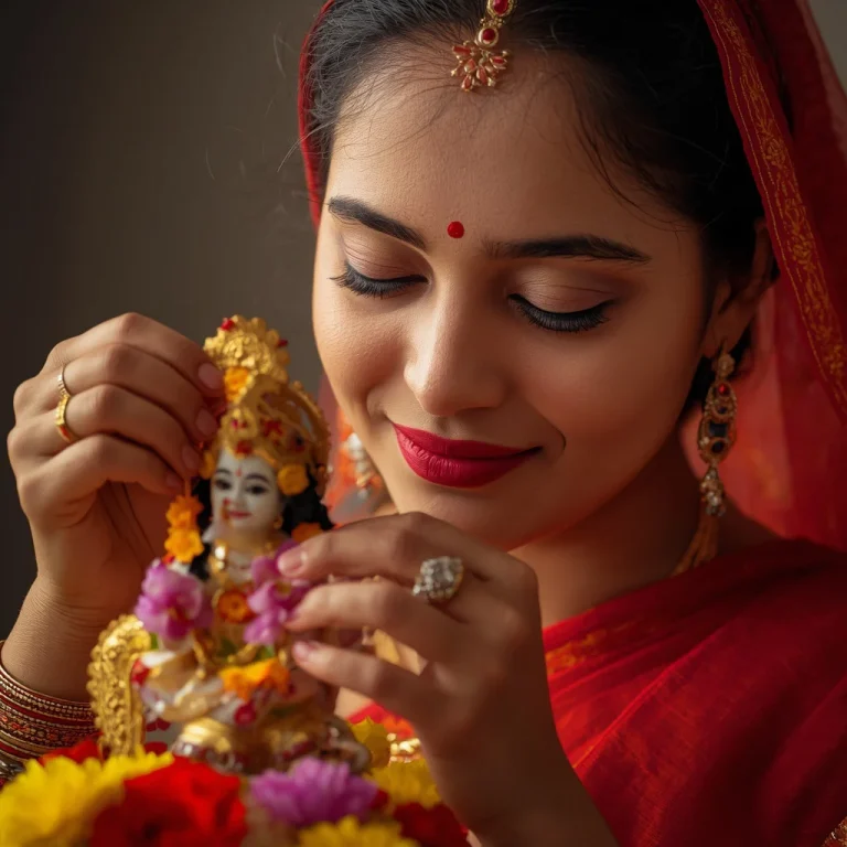 Woman Adorning Krishna Idol | trending janmashtami prompt instagram