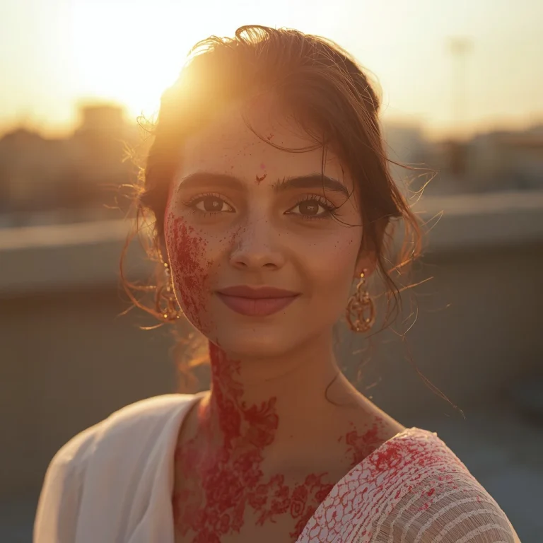 Woman's Golden Holi Glow | happy holi prompt chatgpt