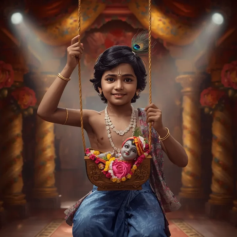 Young Krishna's Swing of Joy | kanha ai prompt