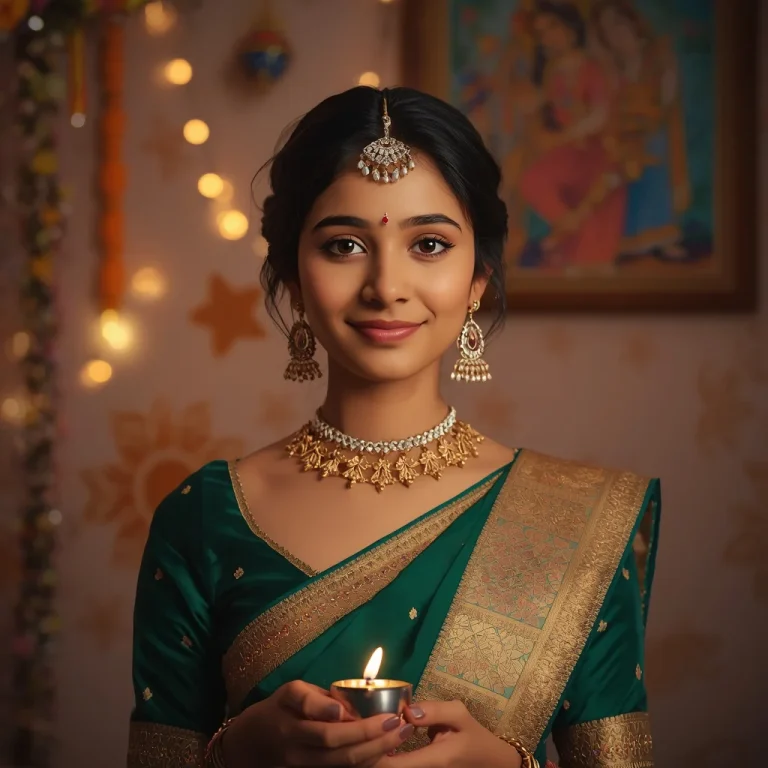 Young Radha's Festive Charm | diwali traditional ai prompt