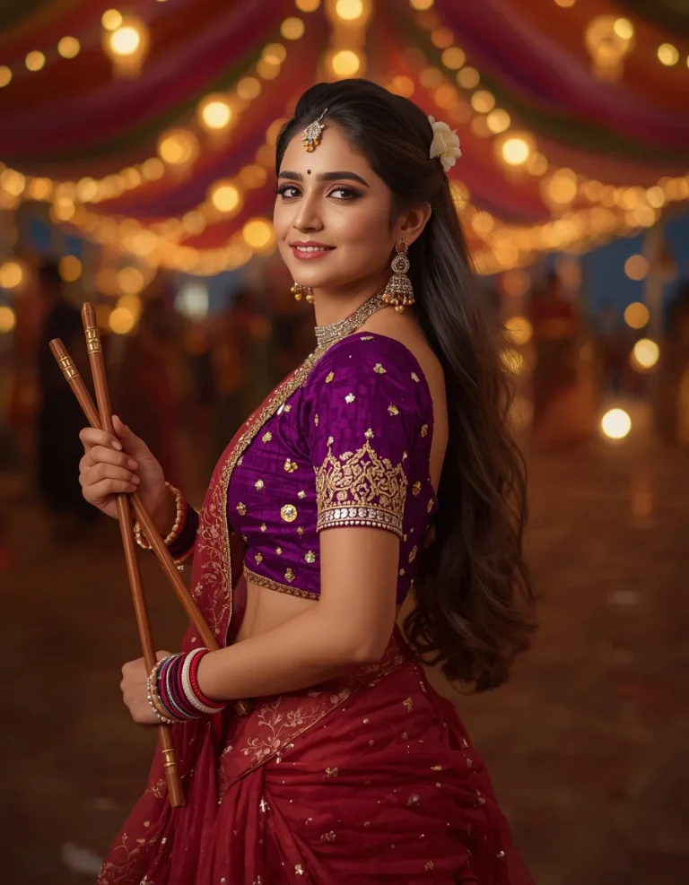 Elegant Purple Garba Portrait