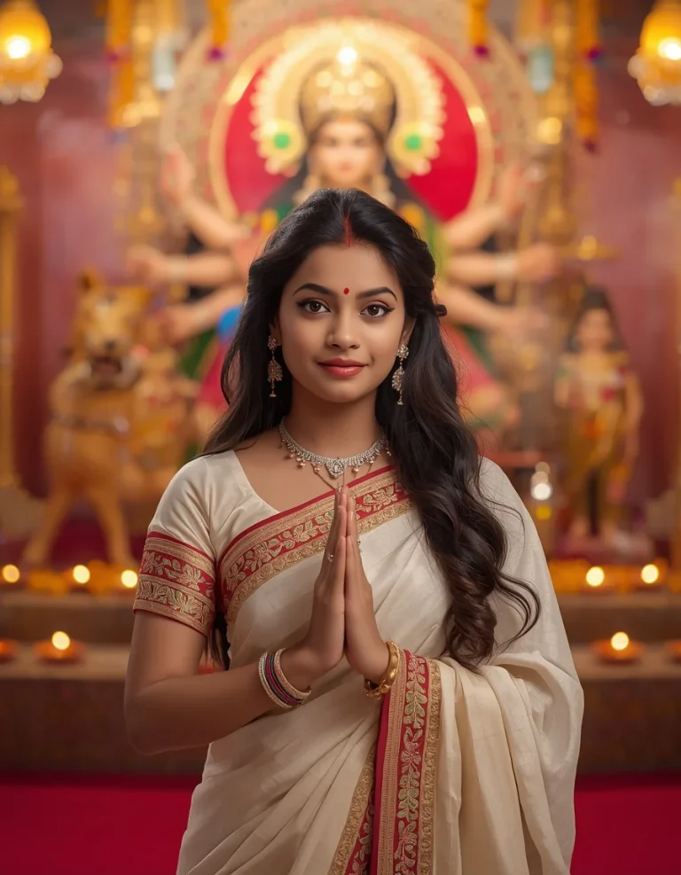 Elegant Saree and Maa Durga Darshan