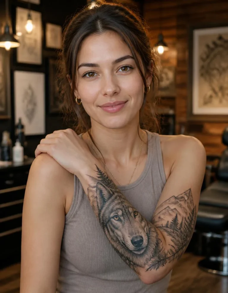 Realistic Wolf Forearm Tattoo