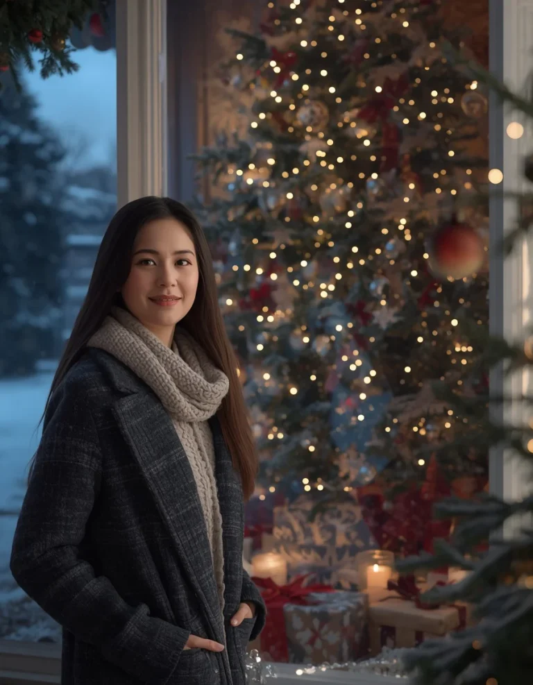 Snowy Christmas Window Scene