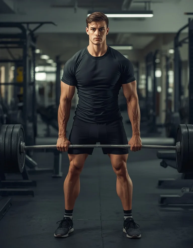 Young Man Performing Deadlifts