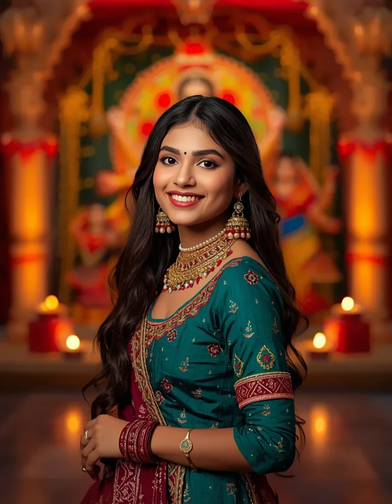 Graceful Garba Girl in Traditional Festive Fashion