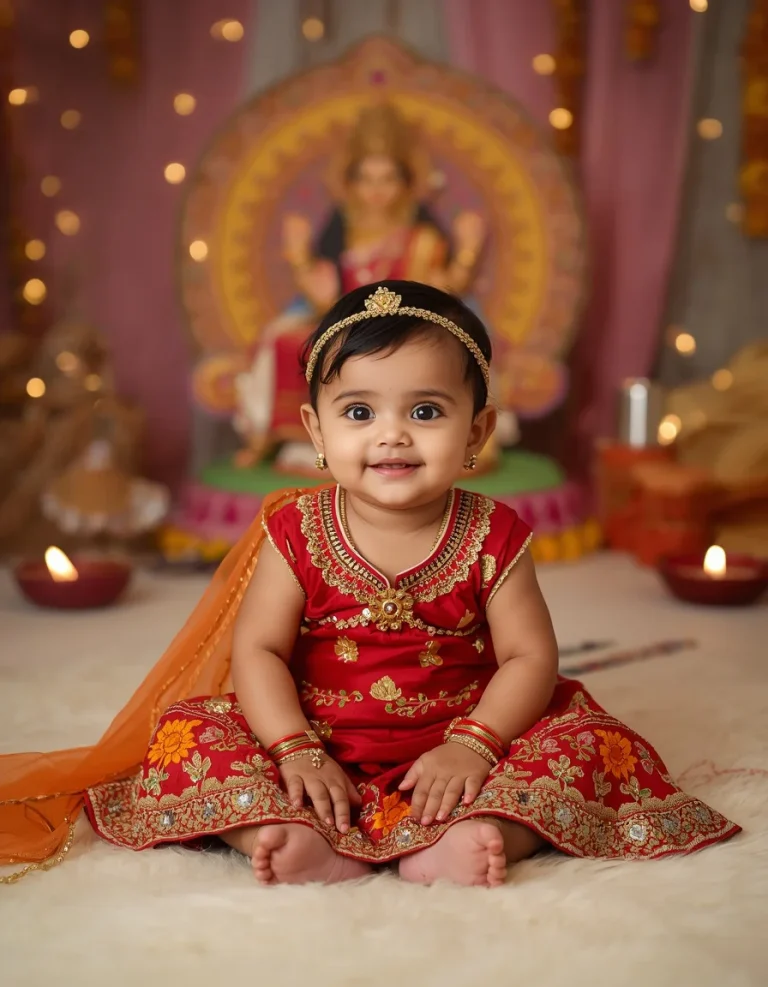 Little Baby Girl in a Traditional Gujarati Lehenga