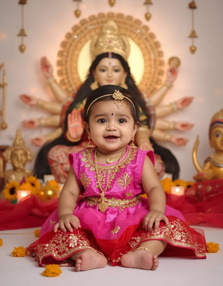 Tiny Durga-Inspired Baby Girl in Pink